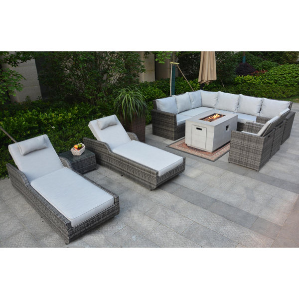 DirectWicker Rattan Wicker 9 Person Seating Group with Cushions